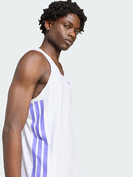 adidas adidas Tank top Adizero Running Biały Slim Fit