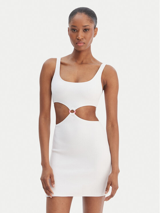 Banana Moon Rochie de vară Friday Scrunchy JAA10 Alb Slim Fit