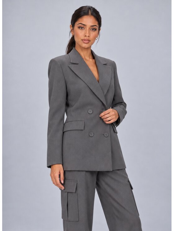 Love Saints Love Saints Marynarka L26WF-3Z-K05 Szary Oversize