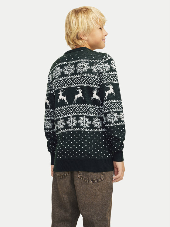 Jack & Jones Junior Jack & Jones Junior Svetr Xmas Gabriel 12267436 Zelená Regular Fit