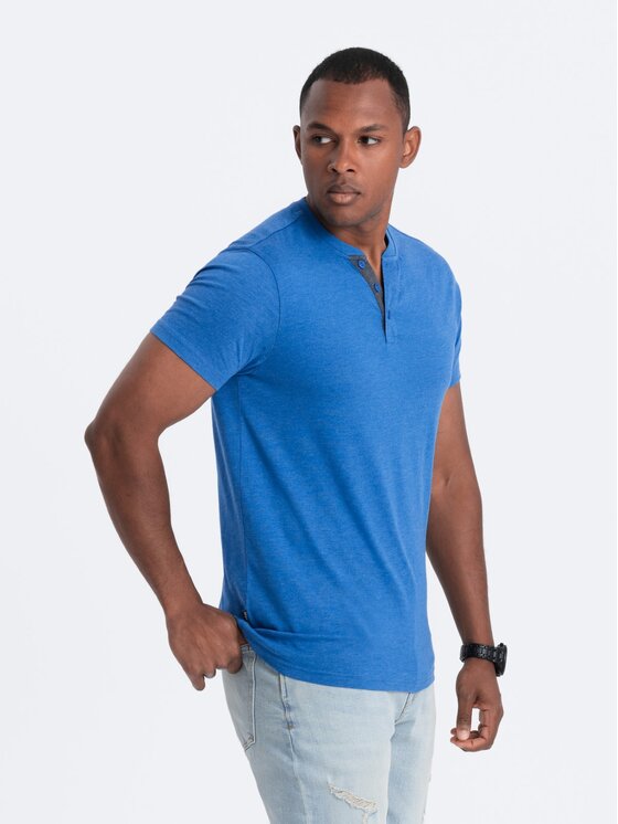 Ombre Ombre T-Shirt OM-TSCT-0155 Niebieski Regular Fit