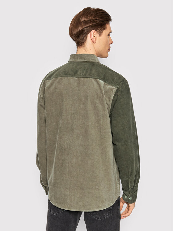 Brixton Brixton Krekls Bowery Corduroy 01264 Zaļš Standard Fit