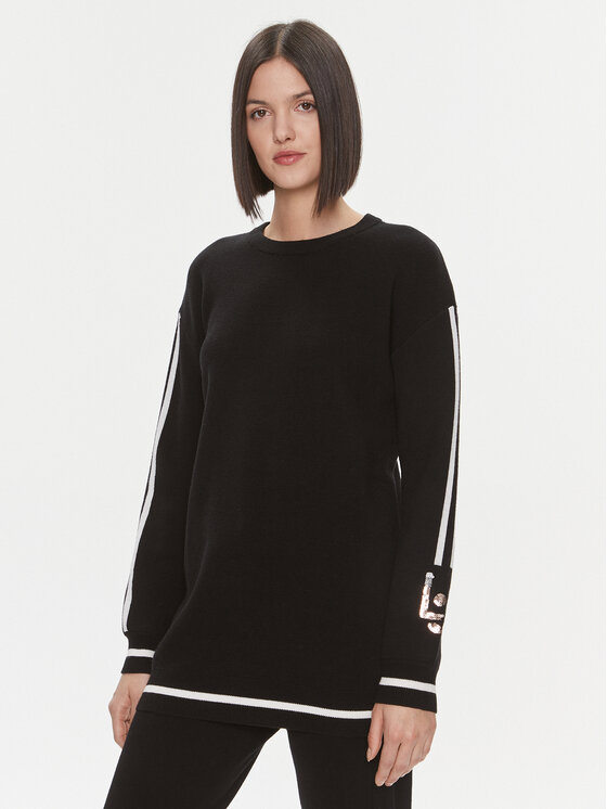 Liu Jo Sport Pulover TF3216 MA63M Negru Regular Fit