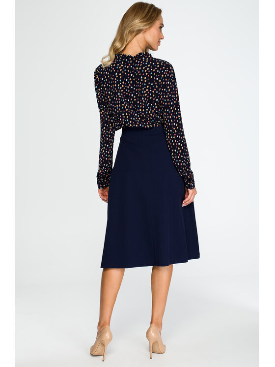 Stylove Stylove Midi sukňa S133 Tmavomodrá Baggy Fit