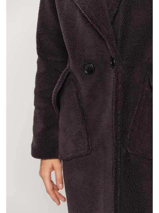 Perso Perso Zimní kabát oversize "MIŚ" Šedá Slim Fit