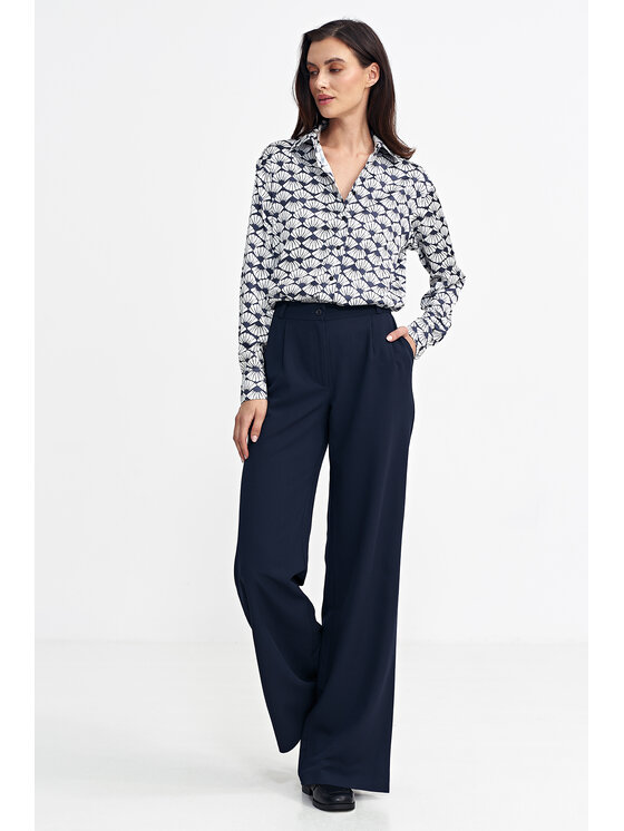 NIFE NIFE Kalhoty z materiálu SD102 Tmavomodrá Relaxed Fit