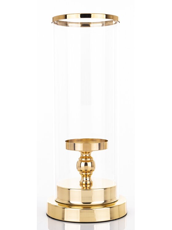 MIAhome MIAhome Lampion Świecznik złoty z kloszem 36x15 cm KANDILA - II Złoty