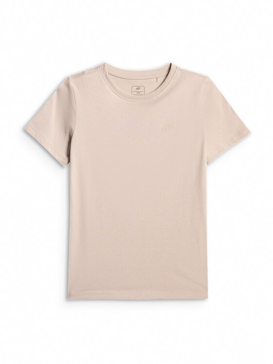 4F 4F T-Shirt BASIC+ Beżowy Regular Fit
