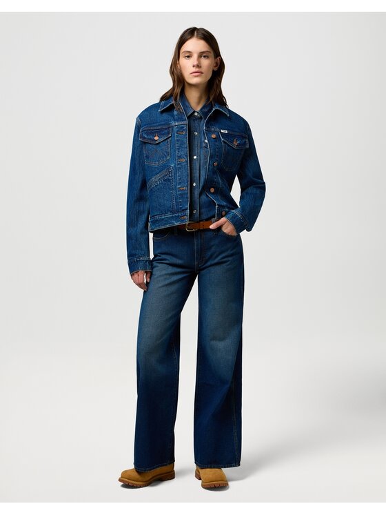 Wrangler Wrangler Jeansy World Wide Granatowy Wide Leg