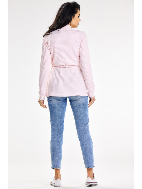 Awama Awama Sweter A655 Różowy Basic Fit