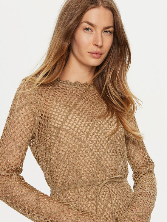 TWINSET TWINSET Úpletové šaty 241TP3120 Hnědá Regular Fit