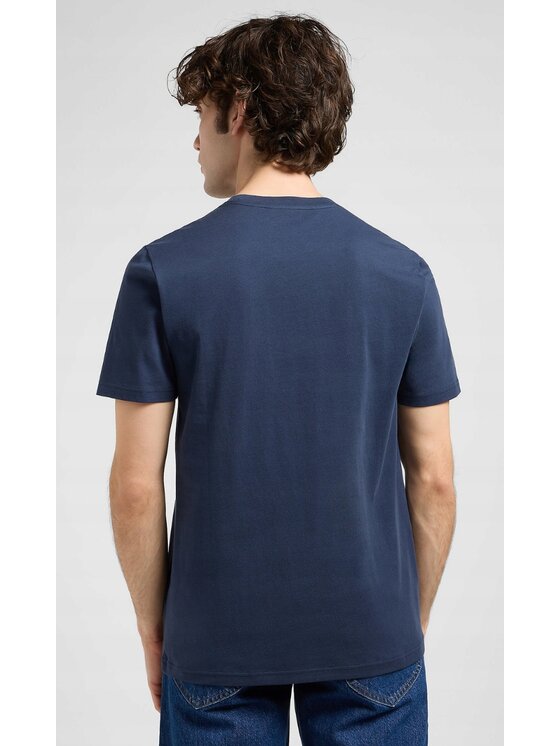 Lee Lee T-Shirt Regular Small Logo Tee Niebieski Regular Fit