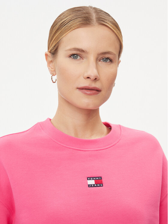 Tommy Jeans Tommy Jeans Pulóver Badge DW0DW17325 Rózsaszín Boxy Fit