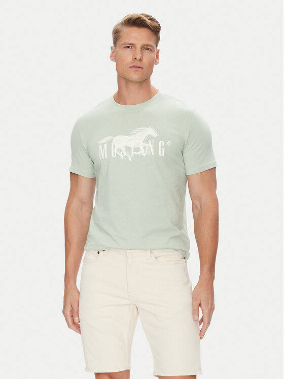 Mustang Mustang T-Shirt Austin 1016492 Zielony Regular Fit