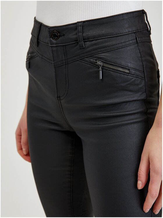 Orsay Orsay Spodnie skórzane 319257-660000__42 Czarny Skinny Fit