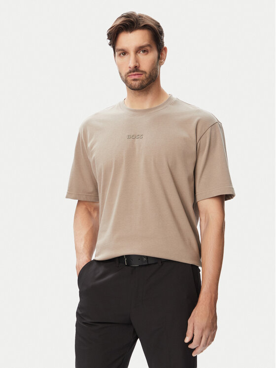 BOSS Tricou Tee 10 50519368 Bej Relaxed Fit