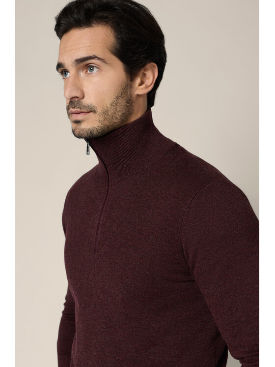 Lancerto Lancerto Sweter Lucan SW073225000077 Bordowy Regular Fit