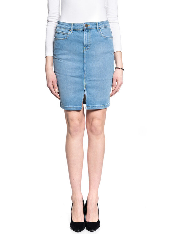Lee Lee Spódnica mini PENCIL SKIRT Niebieski Regular Fit