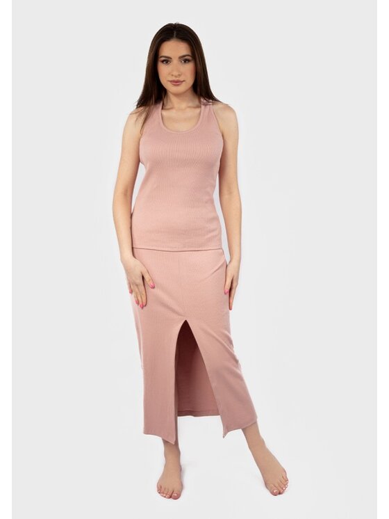 DKaren Sport DKaren Sport Komplet bluzka i spódnica DK-K-P1 Różowy Slim Fit