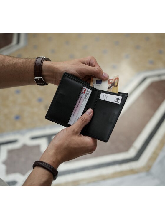James Hawk James Hawk Mały Portfel Męski Męski skórzany portfel slim z RFID Brązowy