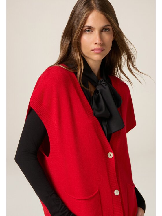 Oltre Oltre Cardigan M057E002043N016 Rosso Regular Fit