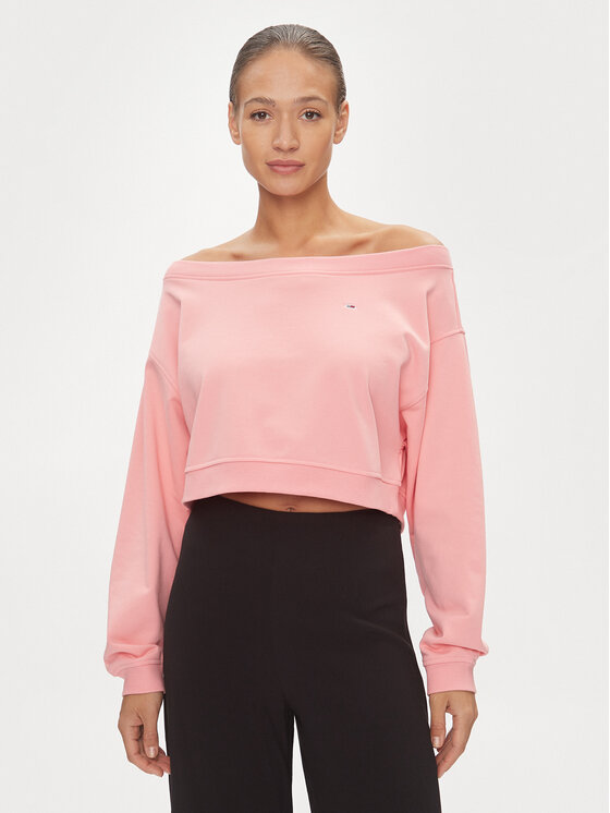 Tommy Jeans Tommy Jeans Pulóver DW0DW17956 Rózsaszín Cropped Fit