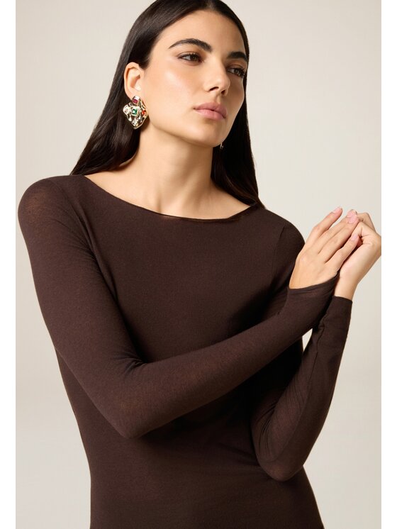 Oltre Oltre T-shirt G049J104293N032 Marrone Slim Fit