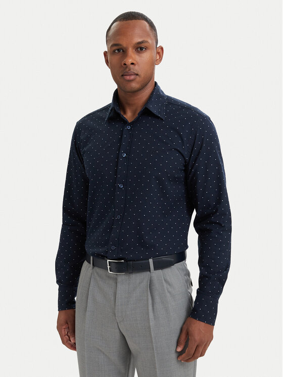 BOSS Риза Relegant_6_M 50565600 Тъмносин Regular Fit