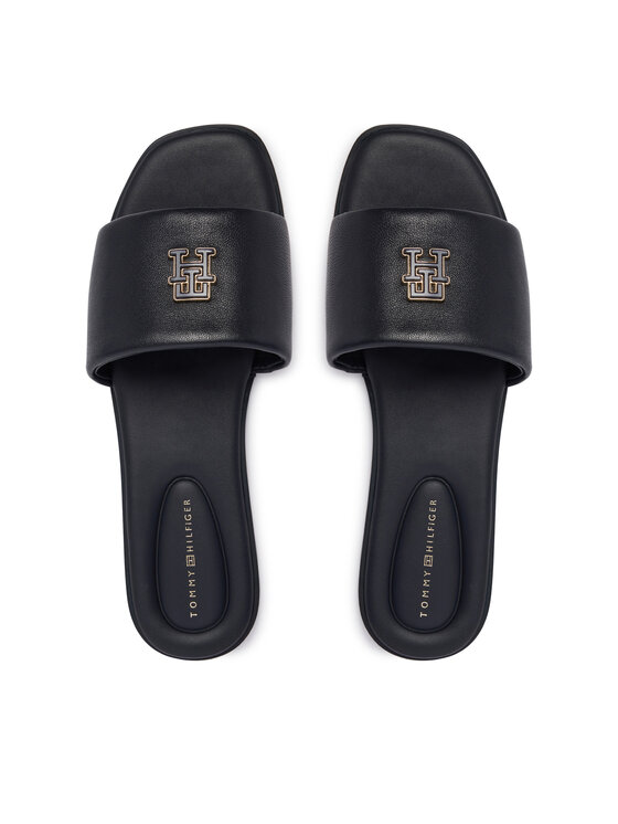 Tommy Hilfiger Tommy Hilfiger Klapki Th Logo Hardware Leather Mule FW0FW09292 Granatowy