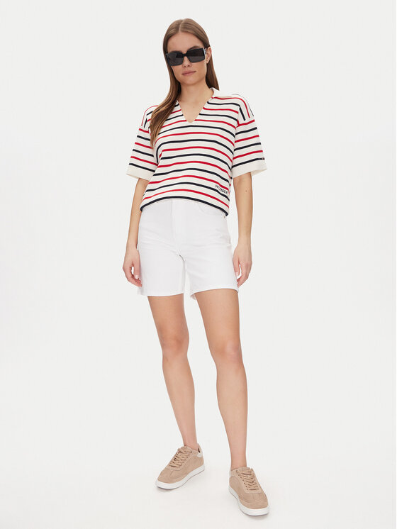 Tommy Hilfiger Tommy Hilfiger Дънкови шорти Dnm Straight Short Rw White WW0WW45924 Бял Regular Fit