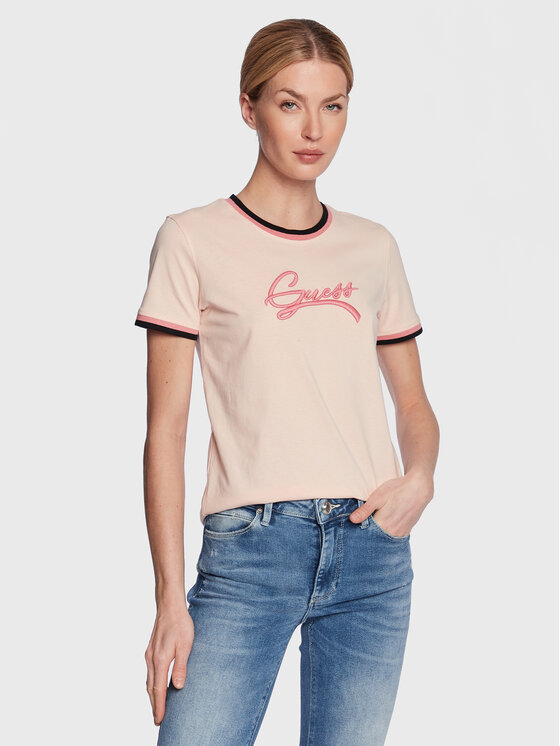 Guess T-krekls Camila W3RI31 I3Z11 Rozā Regular Fit