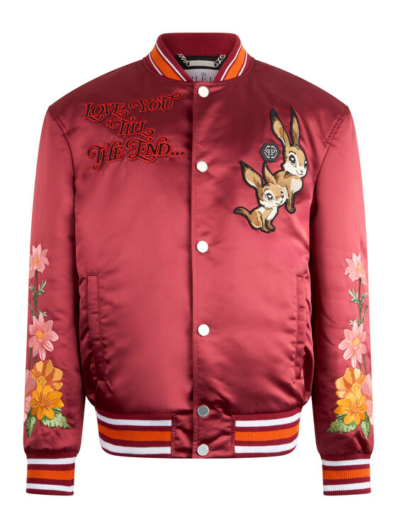 PHILIPP PLEIN PHILIPP PLEIN Kurtka bomber 26063 Bordowy Regular Fit