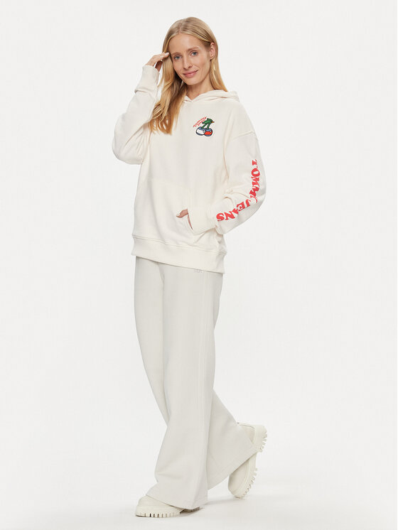 Tommy Jeans Tommy Jeans Majica dugih rukava Cherry DW0DW17707 Bijela Relaxed Fit