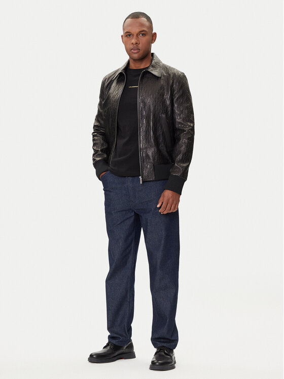 KARL LAGERFELD KARL LAGERFELD Kožená bunda 555000 554400 Černá Regular Fit