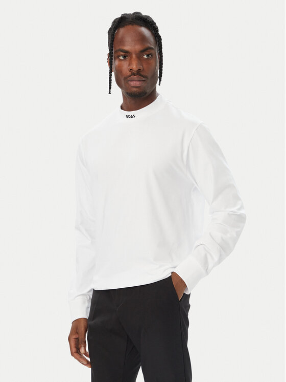 BOSS BOSS Pikkade varrukatega T-särk 50576916 Valge Regular Fit