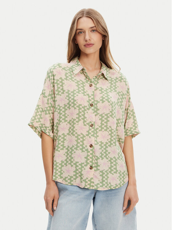 Roxy Roxy Πουκάμισο Beach Nostalgia ERJWT03665 Πράσινο Regular Fit