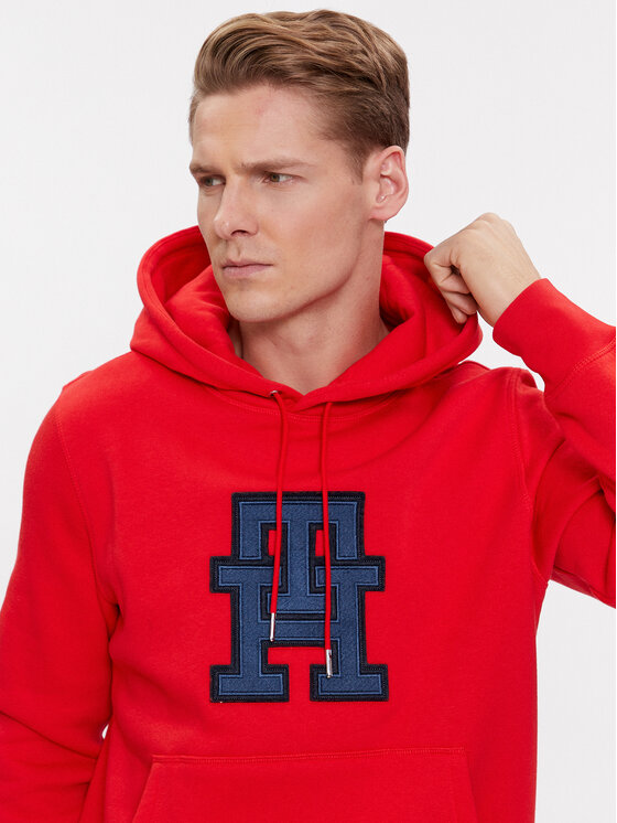 Tommy Hilfiger Tommy Hilfiger Pulóver Monogram Applique MW0MW32702 Piros Regular Fit