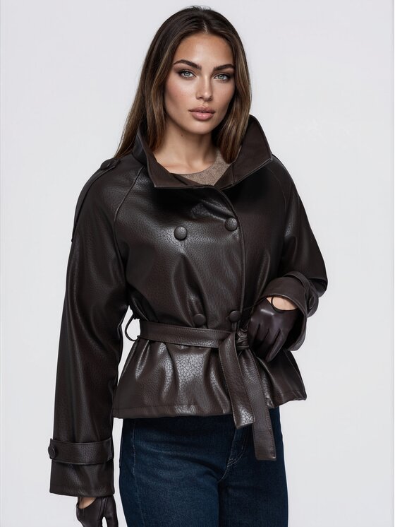 Ombre Ombre Płaszcz przejściowy OW-CT-E0041 Brązowy Relaxed Fit