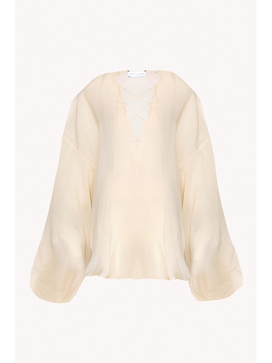 Epuzer Epuzer Koszula Oyster silk sheer Beżowy jasny Loose Fit