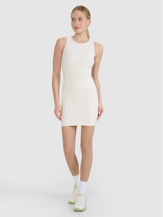 4F 4F Sukienka dzianinowa MIDSHOP TEXTILE Biały Slim Fit