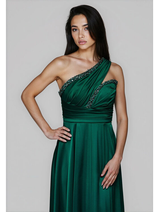 Ombre Ombre Sukienka wieczorowa LA-OM-DLR252 Zielony Regular Fit