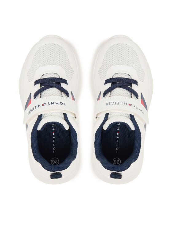 Tommy Hilfiger Tommy Hilfiger Snīkeri Flag Low Cut Lace-Up/Velcro T1X9-34369-1843 M Balts