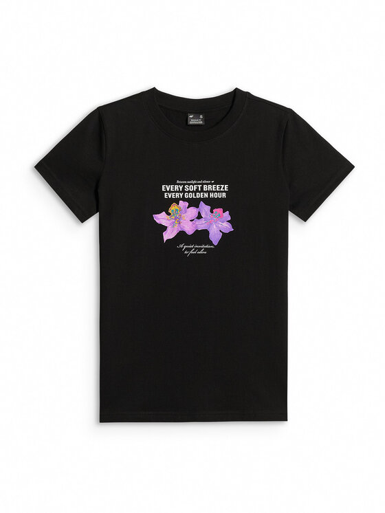 4F 4F T-Shirt TROPIC ORCHID Czarny Regular Fit
