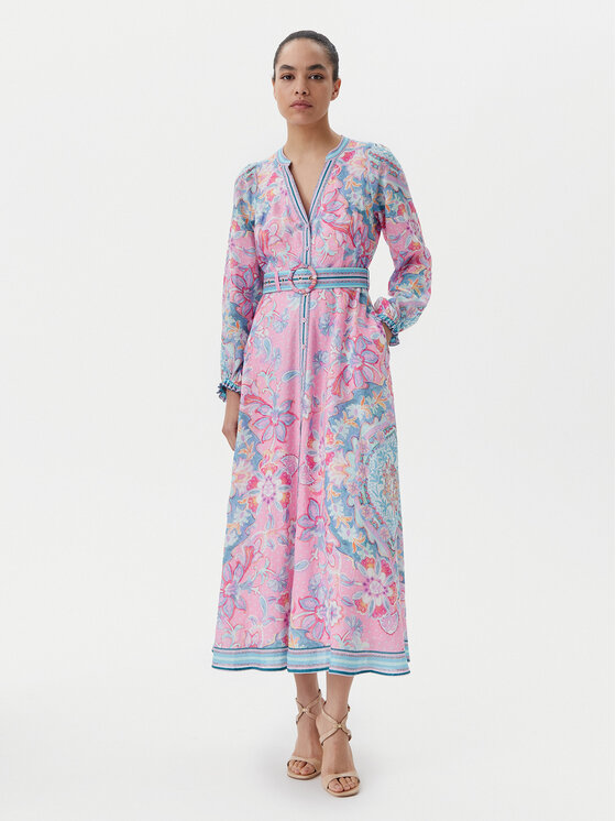 Hale Bob Hale Bob Vestito estivo with linen 4ZCA612M Rosa Regular Fit