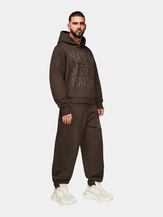 MADE BY SOCIETY MADE BY SOCIETY Spodnie materiałowe BURNT - P17534 Brązowy Basic Fit