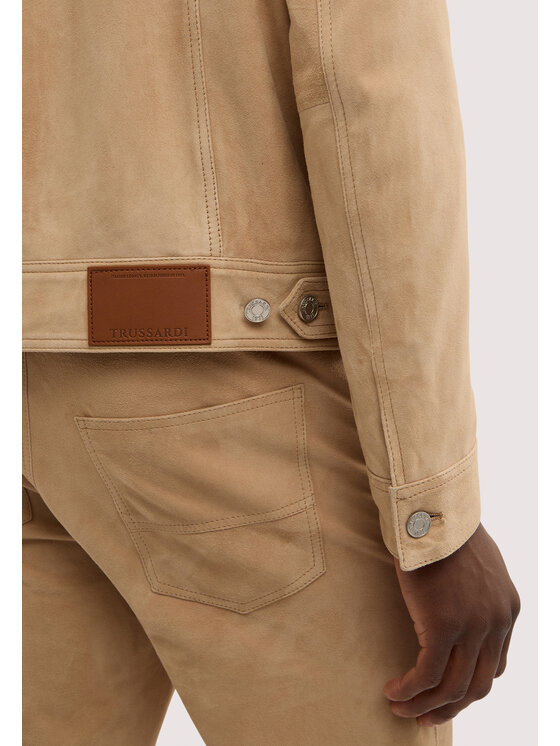 Trussardi Trussardi Kurtka skórzana R315M000052N012 Kremowy Regular Fit