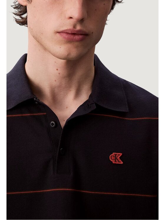 Calvin Klein Jeans Calvin Klein Jeans Polo SS CROSS GRAIN STRIP Blu Casual Fit