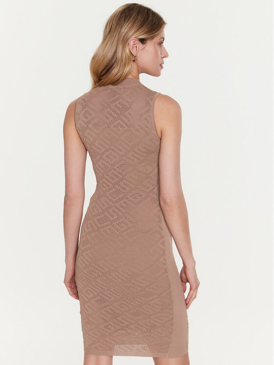 Guess Guess Kootud kleit Paula W3GK62 Z36O0 Beež Slim Fit