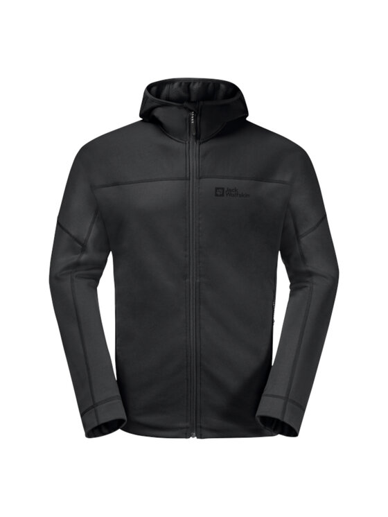Jack Wolfskin Jack Wolfskin Bluza Hirschberg Hooded FZ M Czarny Regular Fit