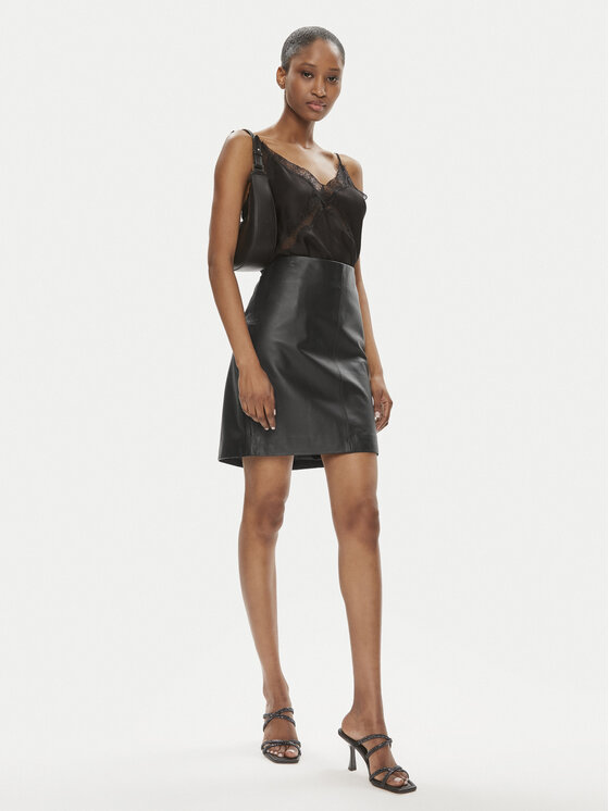 2NDDAY 2NDDAY Φούστα δερμάτινη Ceciliana 2000552642 Μαύρο Slim Fit